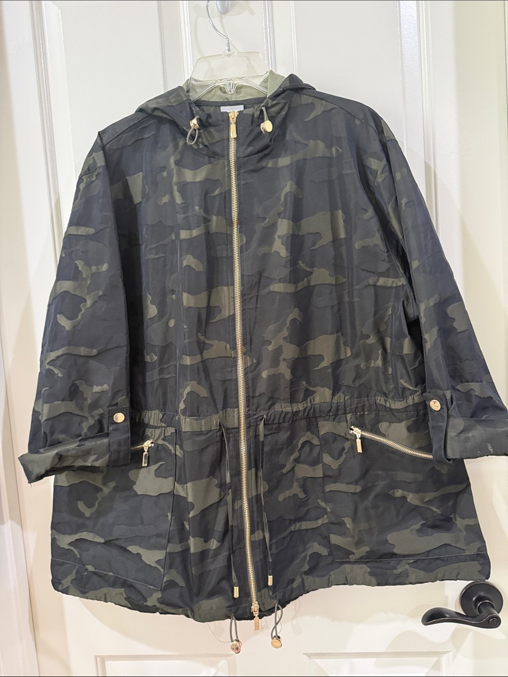 Chico's Zenergy Black and Olive Camo Jacket